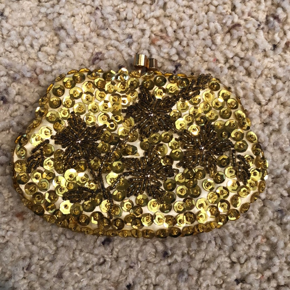 ✌️2 for $10/Vintage Gold Sequin Mini Clutch/Coin Purse